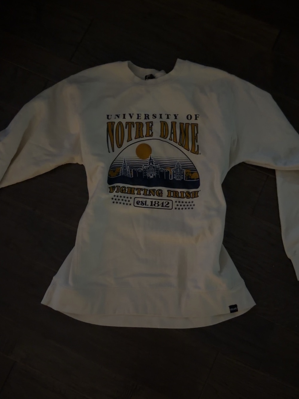 University of Notre Dame White Crewneck Sweatshirt - Fighting Irish Graphic